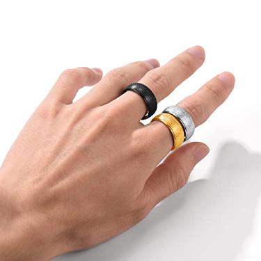 Imagem de Anel masculino de aço inoxidável fosco banhado a ouro 14 k/banhado a preto tamanho 5-12 anel de dedo legal para mulheres, 11, Cobre, Sem pedra preciosa