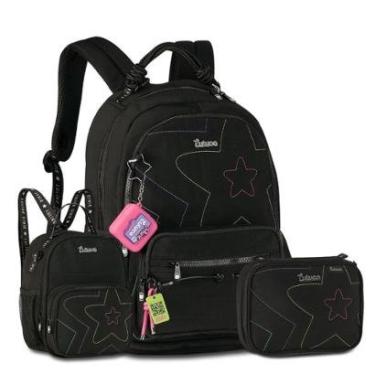 Imagem de Mochila Luluca Com Lancheira Mutifuncional e Estojo Kit Escolar-Feminino