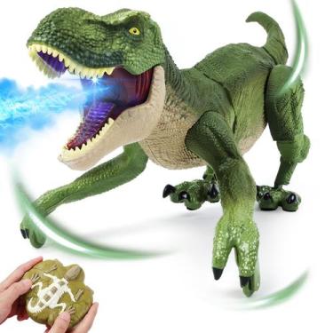 Imagem de Brinquedo de dinossauro com controle remoto BEMITON Walking com spray 