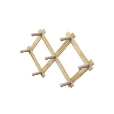 Imagem de Cabide Sanfonado De Parede Em Madeira Pinus - Stolf 7 Pinos