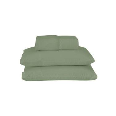 Imagem de Jogo de Lençol 3 Pçs Casal Queen Dia a Dia Simples Liso Percal 180 Fio