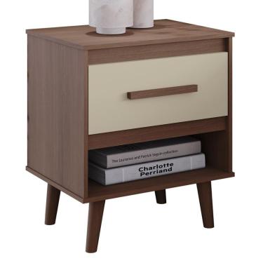 Imagem de Mesa De Cabeceira 1 Gaveta 50 Cm Mila Savana Off White Mobbs