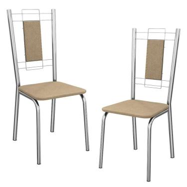Imagem de Kit 2 Cadeiras Cromada Sala Jantar 2c005cr Corino Kappesberg Capuccino