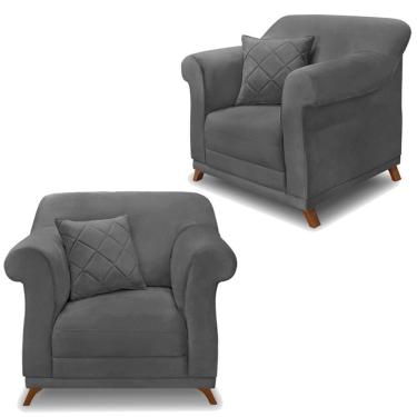 Imagem de Kit 2 Poltronas Decorativas Retro Polo Suede 1104 Ezz 1104