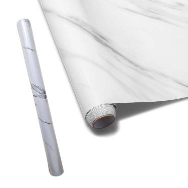 Imagem de Papel de Parede Adesivo Autocolante Marmore Falso Flexivel Obra Reforma Construçao Moveis Cozinha Banheiro Envelopamento