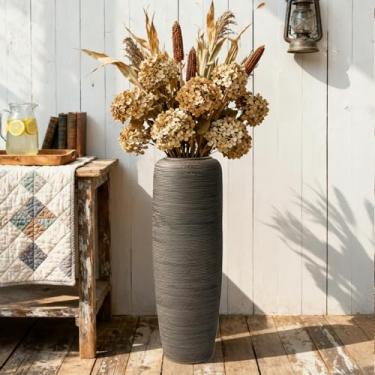 Imagem de Vaso de cerâmica vintage – Urna superdimensionada envidraçada envelhecida de 60 cm, decoração rústica rústica para entrada, sala de estar e canto