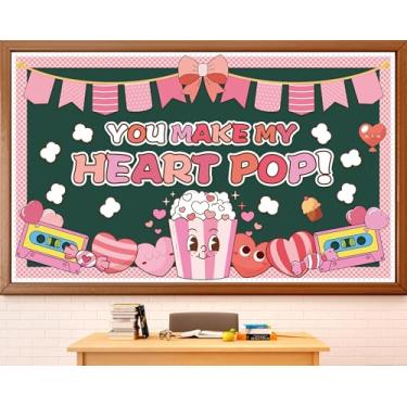Imagem de Quadro de avisos para o Dia dos Namorados You Make My Heart Pop Cutouts Happy Valentine's Day Decoração de sala de aula pôster de coração doce para sala de aula, escola, casa, escritório, lousa para