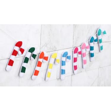 Imagem de FYSUIMU Faixa de feltro de Natal pré-amarrada colorida guirlanda de bengala doce para Natal, inverno, aniversário, decoração de pendurar suprimentos de pano de fundo