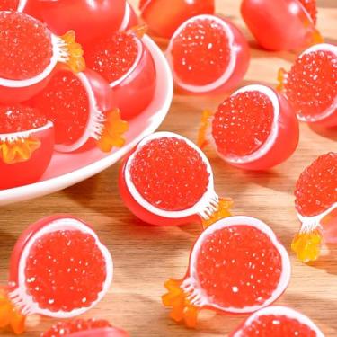 Imagem de Kmiunty 20 peças luminosas mini estatuetas de romã resina pequenas frutas artificiais que brilham no escuro ornamento de romã artificial para artesanato faça você mesmo, jardim, decoração de casa