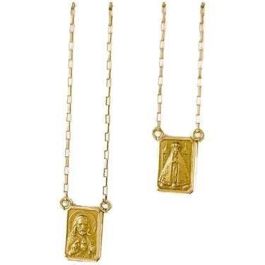 Imagem de Escapulário Ns Aparecida Tijolinho 9x6 60 Cm Sf Ouro 18k 750 Dourado