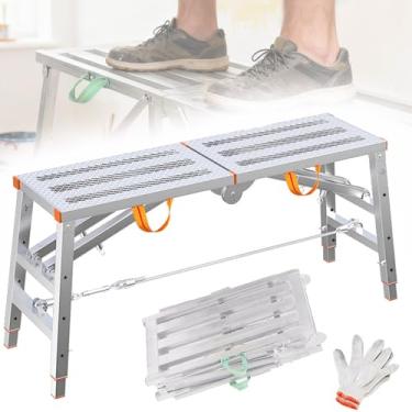 Imagem de Andaime PortáTil DobráVel em açO com Ajuste de Altura em 4posiçõEs,Suporte ReforçAdo,Capacidade de Carga de 454kg com Tela de Arame Antiderrapante para DoméStico,Trabalhos Externos
