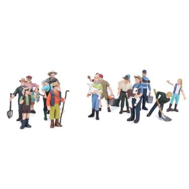 Imagem de Phefop 16 Peças Figuras de Fazenda, Conjunto de Brinquedos de Modelo de Simulação de Plástico, Agricultor Em Miniatura Realista e Estatuetas de Animais para Crianças Dramatização