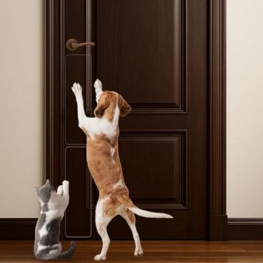 Imagem de Protetor de porta da Dog Scratching, pacote com 2 protetores para gatos e cães, 10 x 40 cm, PVC transparente, resistente e personalizado, antiarranhões na parede, tela de vidro de janela e portas