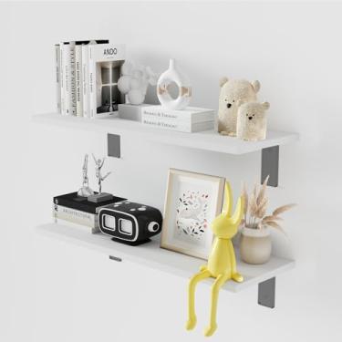 Imagem de Elehome Tábua de prateleira flutuante para parede de 1,5 cm – sem suportes – 61 cm C x 30,5 cm L x 1,5 cm T prateleiras flutuantes de madeira de melamina branca para banheiro, cozinha, quarto e sala