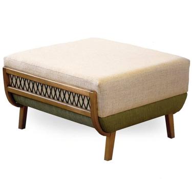 Imagem de Puff Blendi Ozki Madeira Eucalipto Cedro Tecido Composê Cinza E Verde Corda Redonda Verde