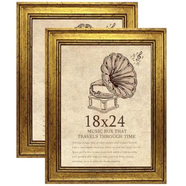 Imagem de TKYGU Porta-retrato 45,7 x 61 cm com conjunto de 2 vidros de verdade, molduras vintage - molduras de estilo antigo para parede - Moldura ornamentada para escritório ou decoração de casa em ouro