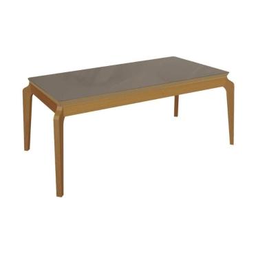 Imagem de Mesa De Sala Jantar Petra Madeira Maciça C- Tampo Madeirado C- Vidro 200x100cm Carvalho-freijo Bronze - Kappesberg