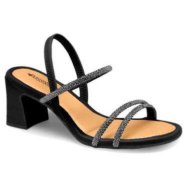 Imagem de Sandália Feminina Mississipi Salto Bloco Strass MC414, Preto, 36