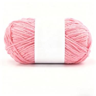 Imagem de Fio de veludo para crochê, cobertor volumoso de chenille macio, fio amigurumi, 40 g (100 jardas) 1 pacote (07 rosa amor)