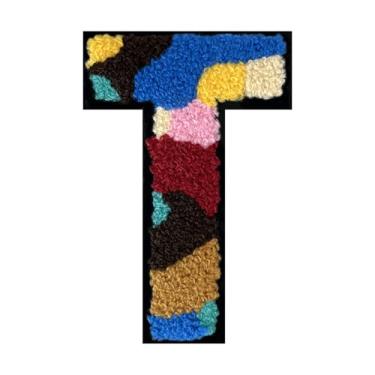 Imagem de Remendos individuais de letras de chenille de camuflagem de 15 cm – Letras universitárias de ferro ou costuradas, perfeitos para jaquetas, jeans, mochilas, sapatos e projetos DIY (T)