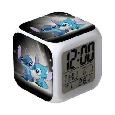 Imagem de Despertador Digital LED Colorido Disney Stitch Para Crianças, Portátil