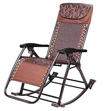 Imagem de YYBOES Espreguiçadeira dobrável espreguiçadeira dobrável cadeira reclinável espreguiçadeira ajustável para jardim praia piscina com suporte de travesseiro 200 kg sem almofadas - marrom