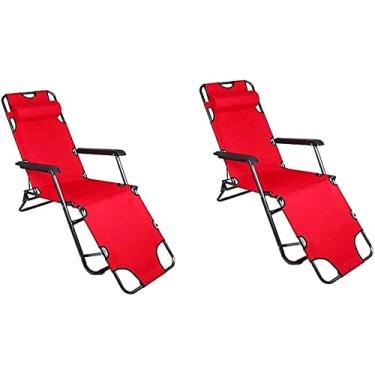 Imagem de YYBOES Cadeira dobrável, espreguiçadeira de jardim, conjunto de 2 espreguiçadeiras reclináveis dobráveis, cadeiras dobráveis para ambientes externos, poltrona reclinável