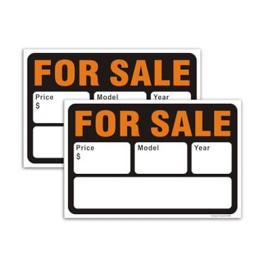 Imagem de Pacote com 2 adesivos de carro para venda, 30,5 x 20,3 cm, placa de vinil autoadesivo premium, para automóvel, barcos, garagem, quintal, casa ou empresa, sinalização publicitária