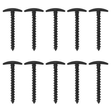 Imagem de 10 peças de estacas de plástico em espiral de 14,5 cm âncoras de estaca de chão em forma de T com reutilizáveis para toldos lonas de acampamento (preto)