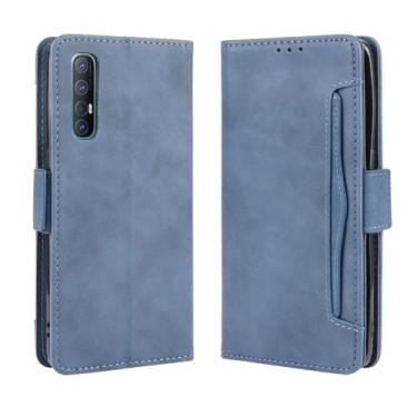 Imagem de Capa para OPPO Find X2 Neo,Retro magnético Flip Case,Design de carteira de couro PU com slots de cartão removíveis -Blue