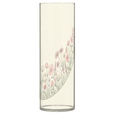 Imagem de JUZIHAI Vaso de flores para flores 9,9 cm x 30 cm cilindro de plástico moderno vaso de flores para centro de mesa de casamento decoração de casa