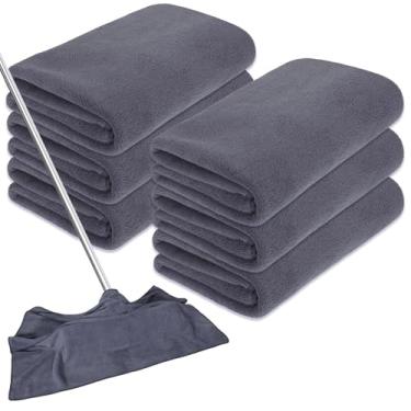 Imagem de Anmrept 6 peças de pano de limpeza de microfibra extra grande toalhas de microfibra reutilizáveis toalha de limpeza lavável grossa para casa, escritório, janelas, pisos e carros, 76 x 50 cm (cinza)