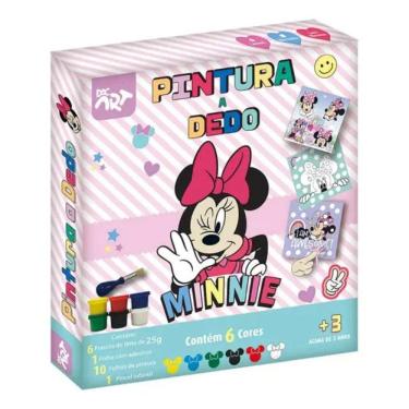 Imagem de Pintura A Dedo Minnie Mouse Tinta Pincel Infantil 18 Peças Dac