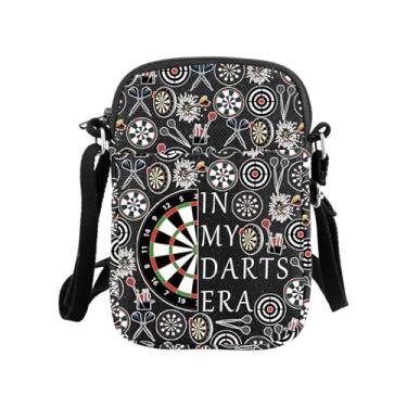 Imagem de MNIGIU Presente engraçado de dardos para jogador de dardos na minha era de dardos bolsa tiracolo pintura alvo bolsa de ombro dardos jogo rainha presente, In My Darts Era, preta, Engraçado