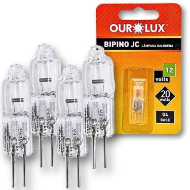Imagem de Kit 4 Lampadas Halogena Bipino Jc 20W 12V G4 - Ourolux