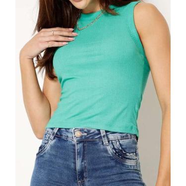 Imagem de Blusa Regata Feminina Canelada Marisa-15234, Verde, G