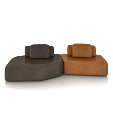 Imagem de Sofá Ilha Dakota 2 Módulos 310cm Encostos Almofadas Soltas PU Marrom/Caramelo G33 - Gran Belo