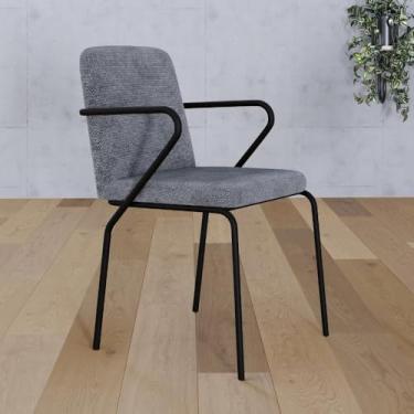 Imagem de Conjunto 4 Cadeiras de Jantar C/Braços Bloom Névoa Prata City Est.preta