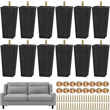 Imagem de TURSTIN 12 peças de substituição de pernas de móveis de plástico de 14,5 cm pernas de sofá quadradas afuniladas pernas de sofá de meados do século pés para poltronas sofá-cama mesa de centro cômoda