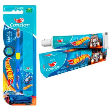 Imagem de Kit Escova de dente Com Porta Escova E Gel denta hot wheels ou barbie 