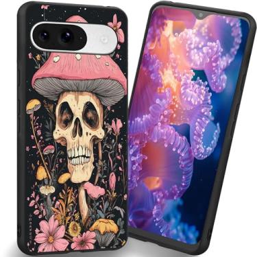 Imagem de RUUHLJLET Projetada para Google Pixel 10/10 Pro de 6,3 polegadas, a capa fosca macia oferece proteção total (flor de cogumelo de caveira)