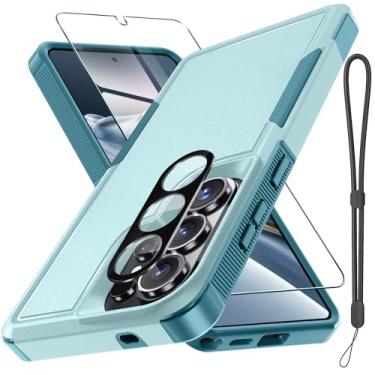 Imagem de Capa para Samsung Galaxy S26 Ultra com protetor de tela + capa de lente de câmera, capa de telefone resistente à prova de choque de grau militar com alça de pulso para Samsung S26Ultra, verde menta