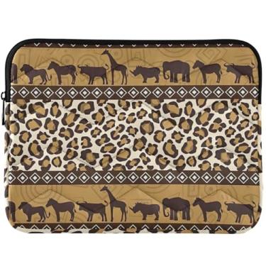 Imagem de Capa para notebook com estampa de girafa de leopardo africano, marrom, fofo, acessórios de computador universais 13-14 capa para laptop