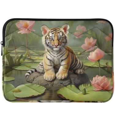 Imagem de Capa protetora para laptop Tiger Water Lily Flower para MacBook 13 polegadas capa protetora para notebook universal 13-14 polegadas