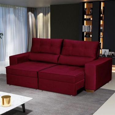 Imagem de Sofá Baú San Marino Retrátil E Reclinável 3 Lugares Sofatec Vermelho