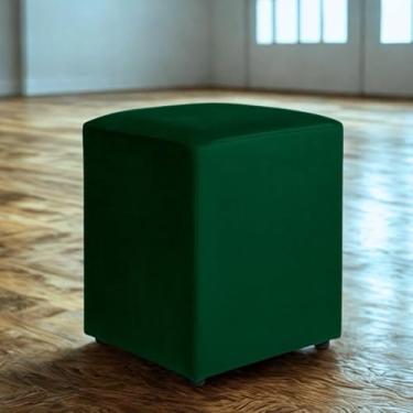 Imagem de Puff quadrado em MDF e Estofado em Veludo suporta até 150kl sala，quarto，pufe，puff redondo(Verde musgo)