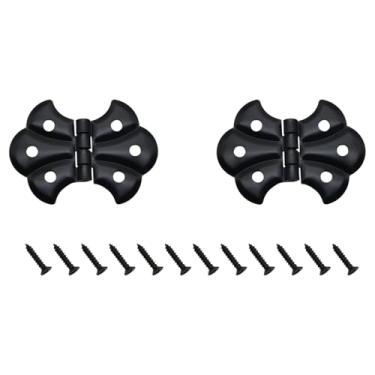 Imagem de HAJXZH Dobradiça de porta de armário preta de borboleta para portas de armário ou caixas de madeira