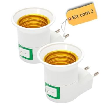 Imagem de Kit com 2 Adaptador Soquete E27 para Lâmpadas com Chave Liga/Desliga Bivolt 110V/220V - Instalação Fácil e Versátil