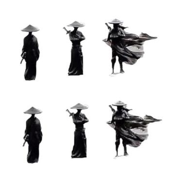 Imagem de Conjunto De Mini Figuras De Espadachins Chineses 6 Peças, Estátuas De 