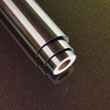 Imagem de Wallderful Papel de parede brilhante gradiente com glitter que muda de cor roxo para marrom brilhante papel de parede autoadesivo metálico para bancadas, armários, mesa, cozinha, banheiro, backsplash